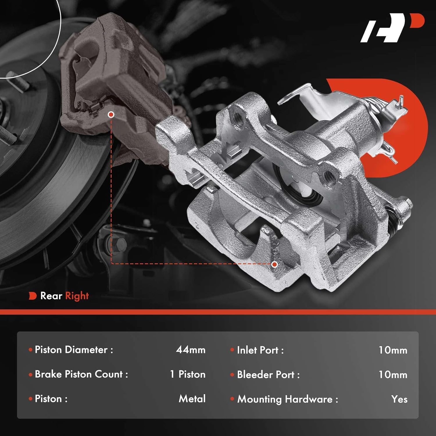 A-Premium Disc Brake Caliper Assembly with Bracket Compatible with Select Ford Models - For Mustang 2015 2016 2017 2018 2019 2020 - Rear Right Passenger Side