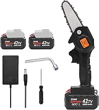 ZEYUAN Mini serra elétrica de 4 pol. Serra de poda sem fio 2Pack 6.0A serra elétrica portátil recarregável Tesoura de poda leve de uma mão serra elétrica para corte de galhos de árvores de jardim