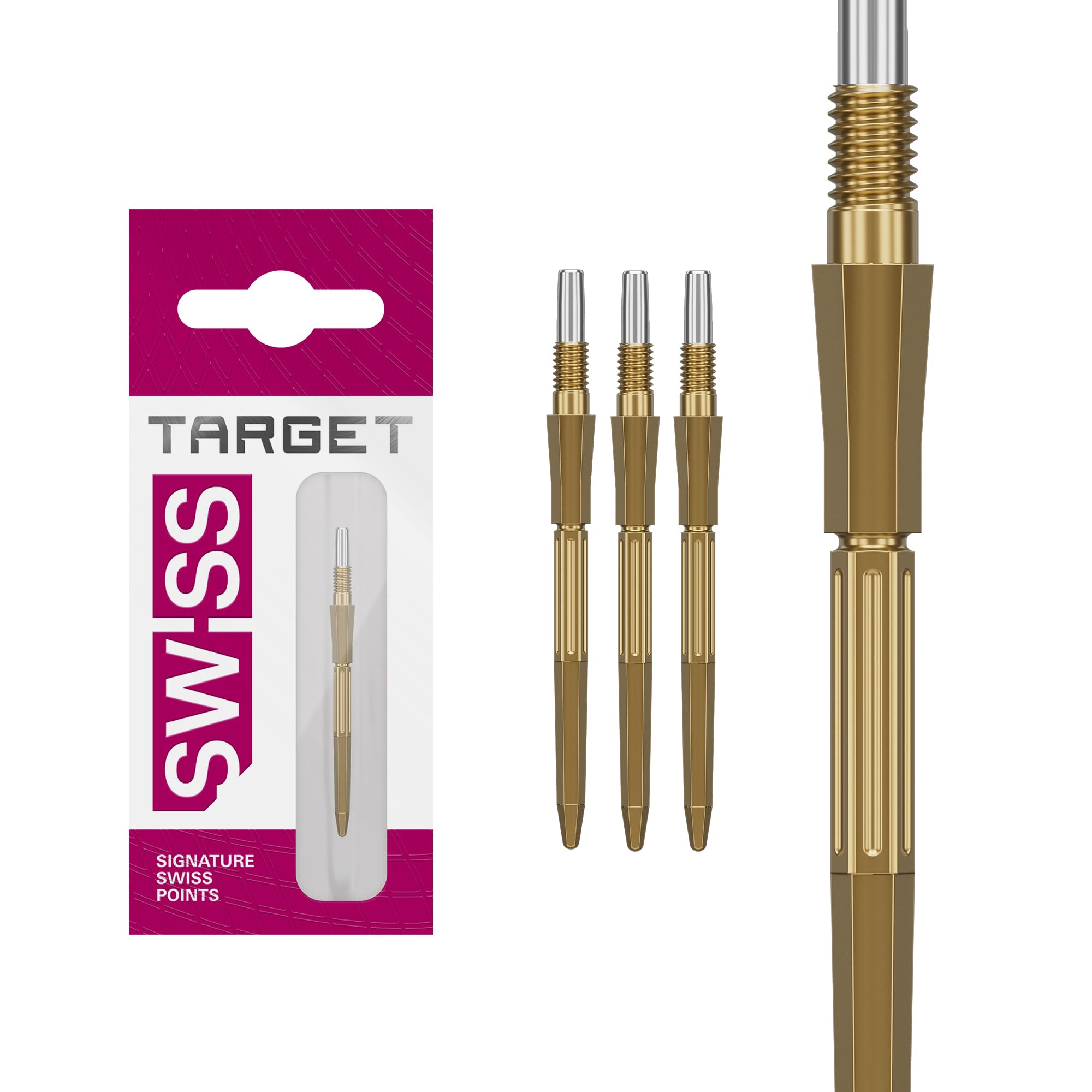 Target Darts Elysian Archetype 43 Swiss Point | 3 Pack Set of Tips | 30MM – Gold | Change Dart Points, Swiss Storm Points, Professional Darts Accessories