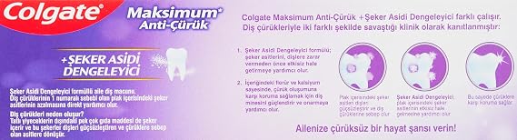 Colgate Maksimum Anti Çürük Şeker Asidi Dengeleyici Diş Macunu 75 ml