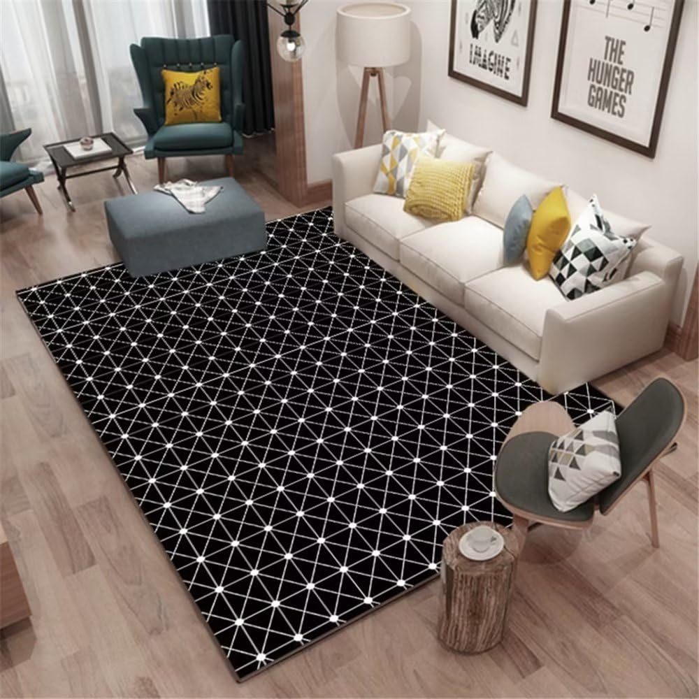 Tapis de sol gamer noir et durable avec triangles denses 60x90