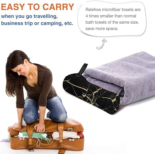 Miniatura 5 de Toallas de playa de mármol negro dorado, toallas de playa de secado rápido sin arena para adultos y niños, toallas de playa personalizadas con