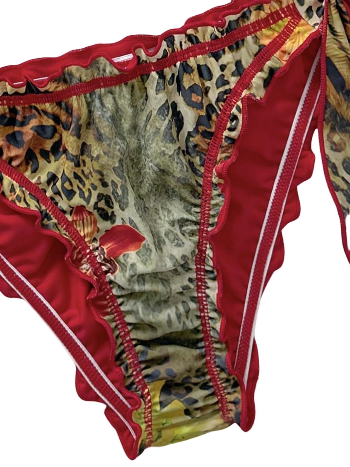 GORGLITTER Bikini da donna a triangolo, costume da bagno in due pezzi, con allacciatura al collo, costume da bagno leopardato, costume da bagno estivo, per vacanze e spiaggia
