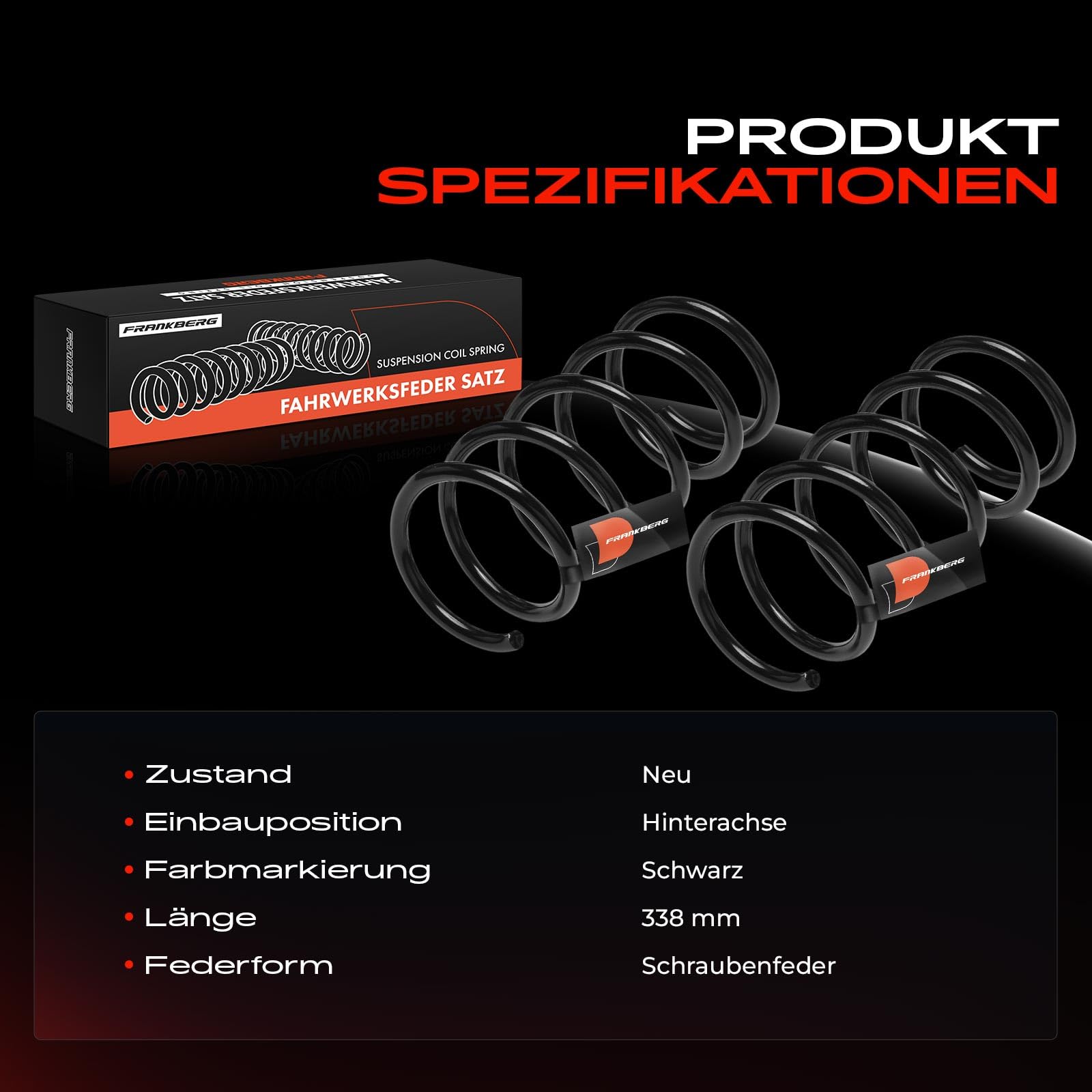 Frankberg 2x Federn Fahrwerksfeder Hinterachse 9492148