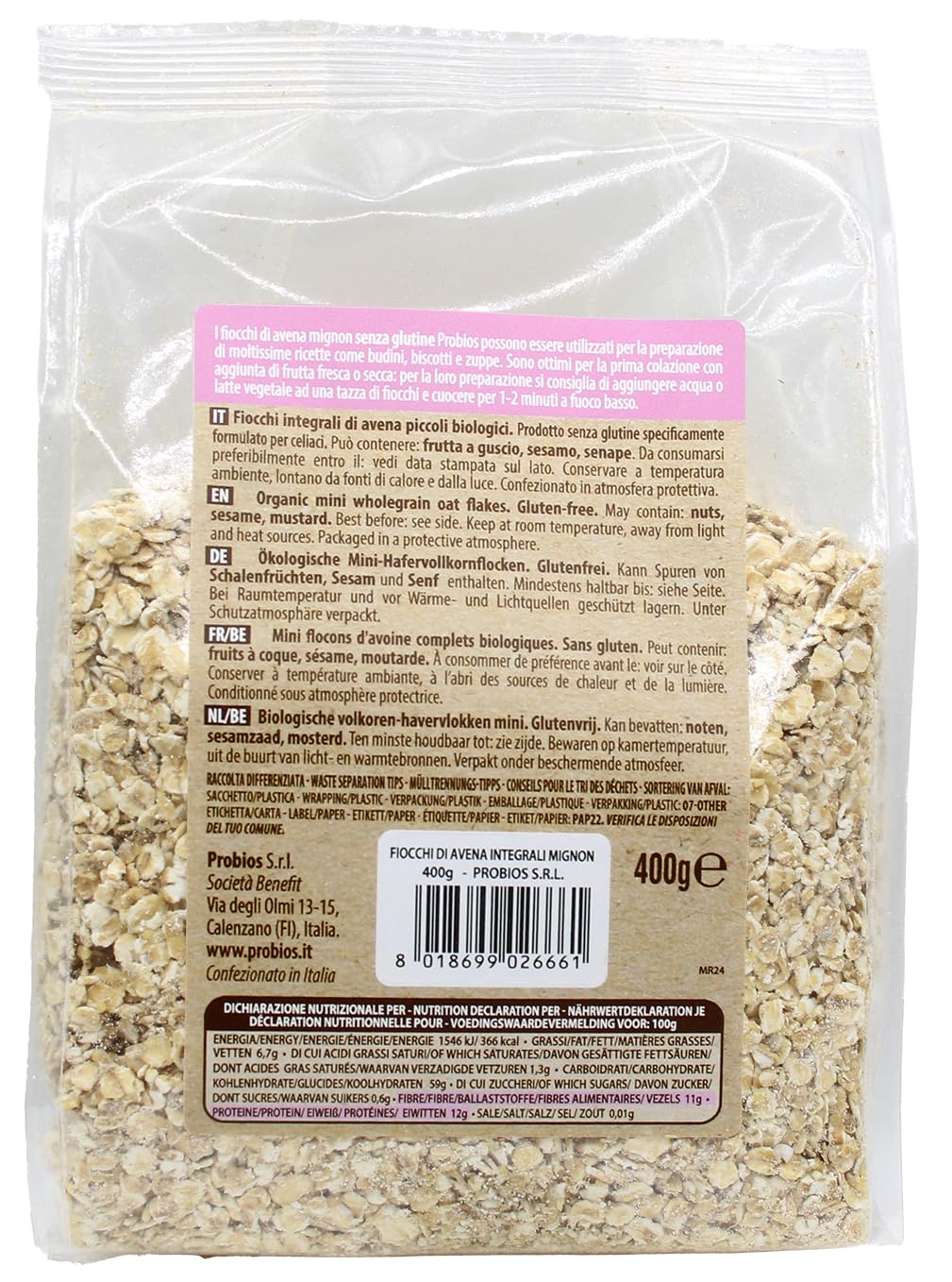FIOCCHI DI AVENA INTEGRALI MIGNON SENZA GLUTINE