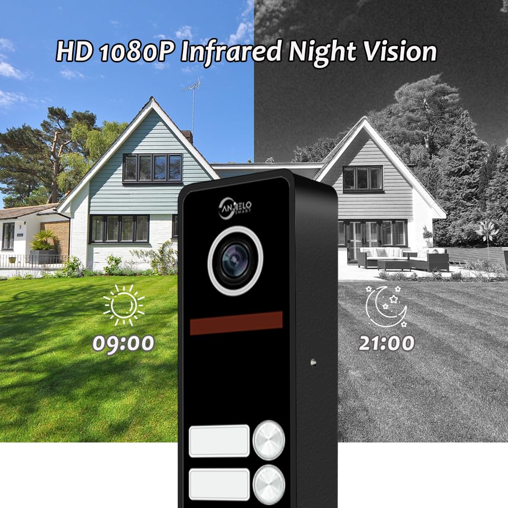 4-Draht-Verbindung TUYA 1080P Visual Türklingel Gegensprechanlage, 2-Familie Türklingel, 10-Zoll-Touchscreen-Display, Innen-und Außenbereich Entriegelung Unterstützung, Zwei-Wege-Sprechanlage