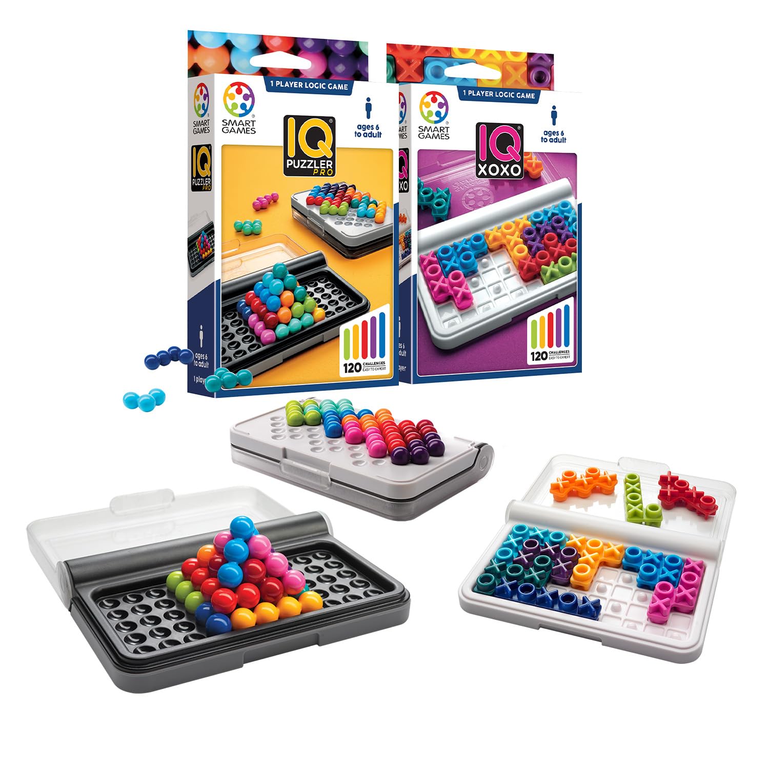 Smart Games - Iq Puzzler Pro + Iq XOXO | Juegos De Mesa Niños 6 Años | Juegos Educativos 6 Años | Juego de Mesa De Lógica para Niños | Juego Infantiles