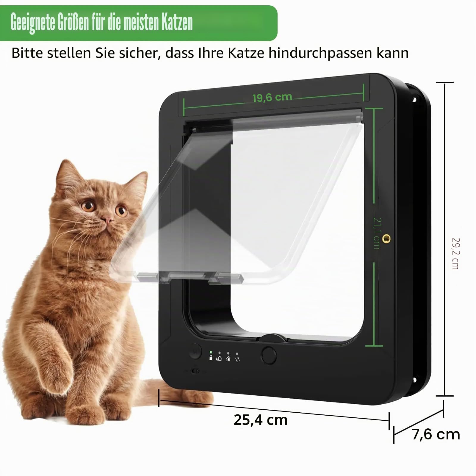 Automatische Haustiertür mit Mikrochip-Technologie, inklusive 2 Sensorhalsbändern und Fernbedienung, ideal für Katzen und kleine Hunde