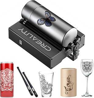 Laser Rotary Roller, Creality 360° Laser Engraver Y-axis Rotary Module for Engraving Curved Surface Objects, Diameter 5mm to 120mm Cylindrical & Conical, Like Cups, Bottles, Pens, Cans and etc