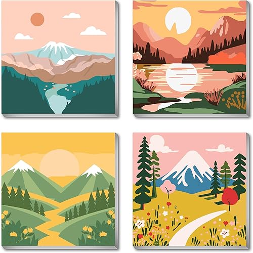 Miniatura 10 de FQOVKYN Kit de pintura por números para adultos, fácil puesta de sol para adultos, kits de pintura por números para principiantes, pintura por