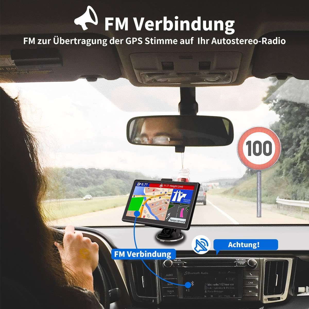 Jimwey GPS Navigationsgerät für Auto 2024 LKW Navi 7 Zoll Navigation für Auto PKW KFZ mit Europa UK 52 Karten, Lebenslang Kostenloses Kartenupdate, POI, Blitzerwarnung, Sprachführung Fahrspurassistent