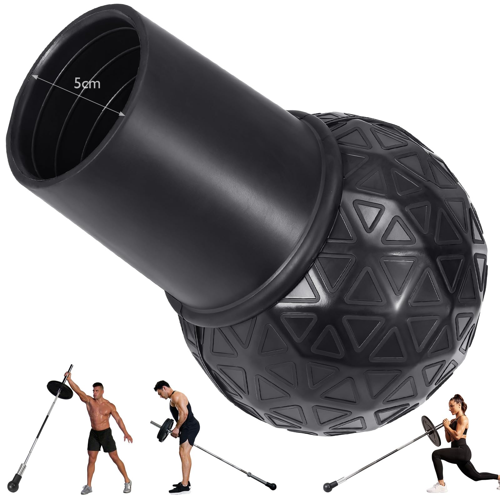DASKING Landmine Aufsatz für Langhantel 50mm, Robuste Tragbare 360° Langhantel Landmine für Rudern, Split Squats, Drehen, Drücken, rutschfest Mesh Naturkautschuk Aufsätze Ball Passend 2