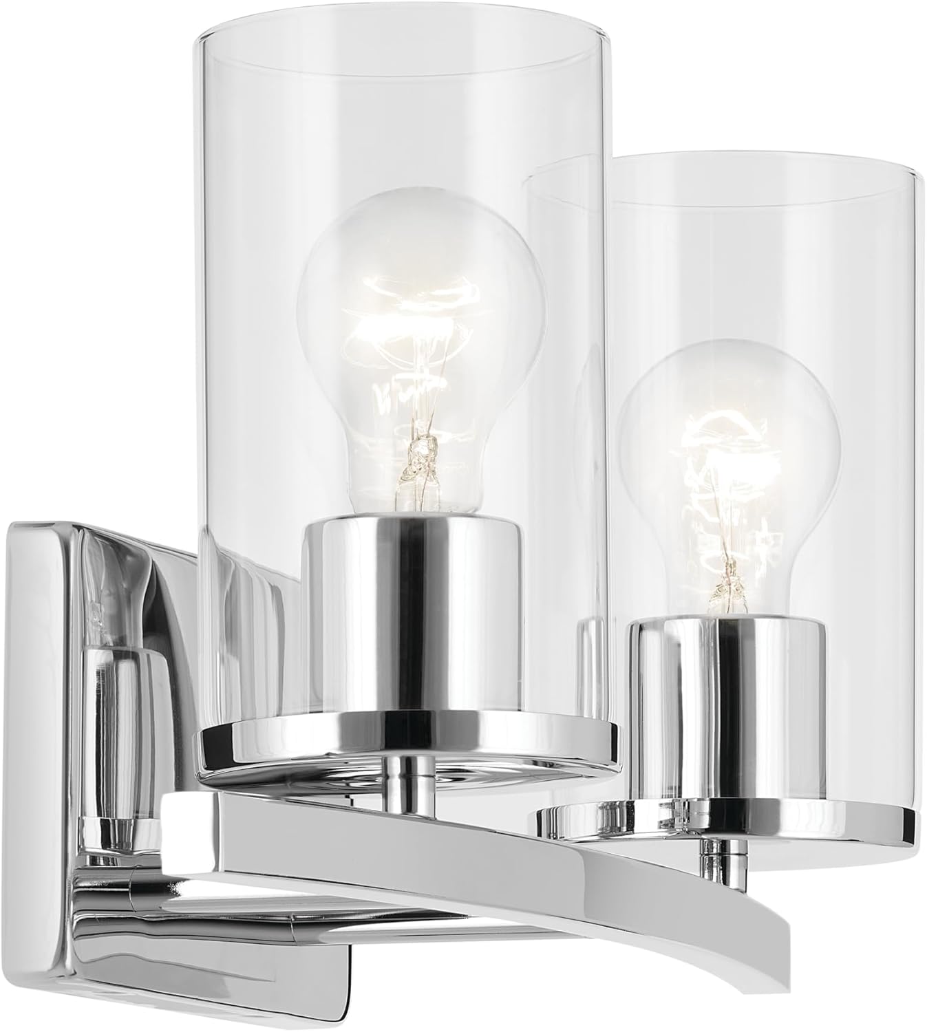 Kichler Crosby 15.25" 2-Light Vanity Light with Clear Glass in Chrome, for Bathroom, Powder Room, (15.25" x 8.75"), 45496CHCLR