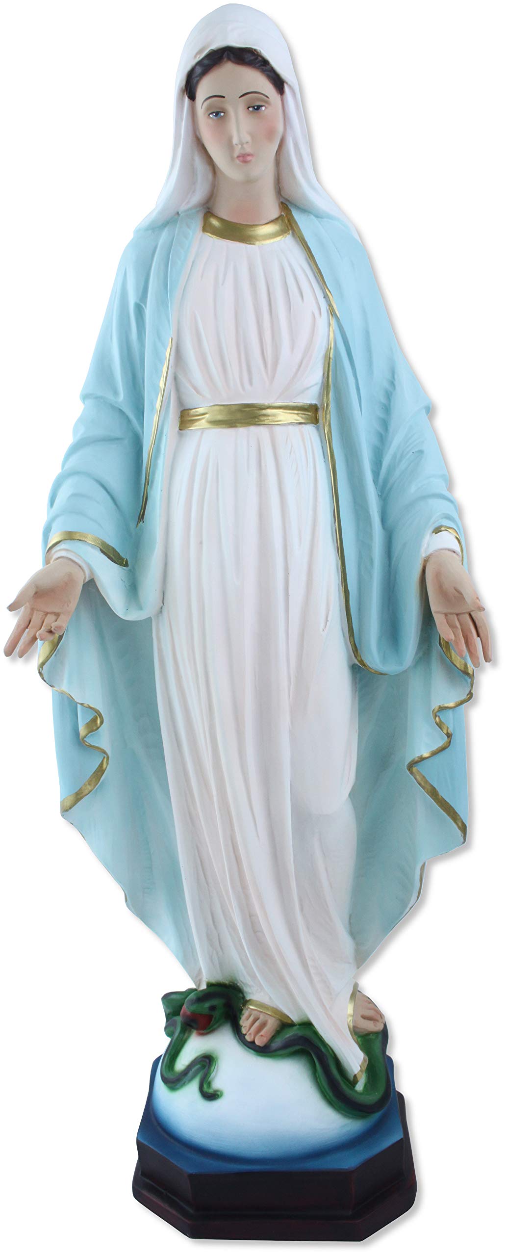 Proposte Religiose Statua della Madonna Immacolata o Miracolosa in Resina. Altezza cm 60. Dipinta a Mano.