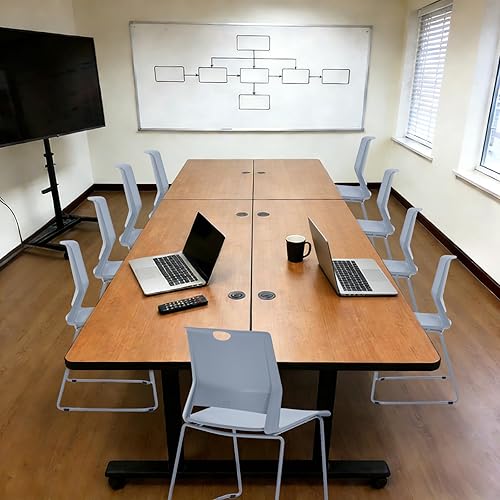 Miniatura 2 de Juego de 4 sillas apilables de color gris, modernas sillas de oficina apilables con asiento ancho de plástico y base de trineo de metal para sala de