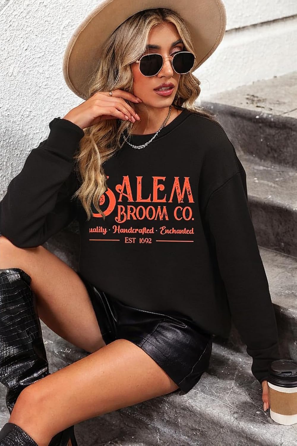 LYEIAO It's Just A Bunch of Hocus Pocus Halloween Sweatshirt Women Funny Spooky Season Graphic Long Sleeve Tee Tops - Image 4