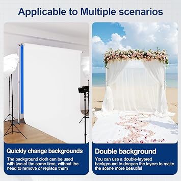 EMART 10x10 ft Double Crossbar Heavy Duty Backdrop Stand, Adjustable Pipe and Drape Photo Booth Frame for Wedding, Party, Christmas, Birthday Decorations