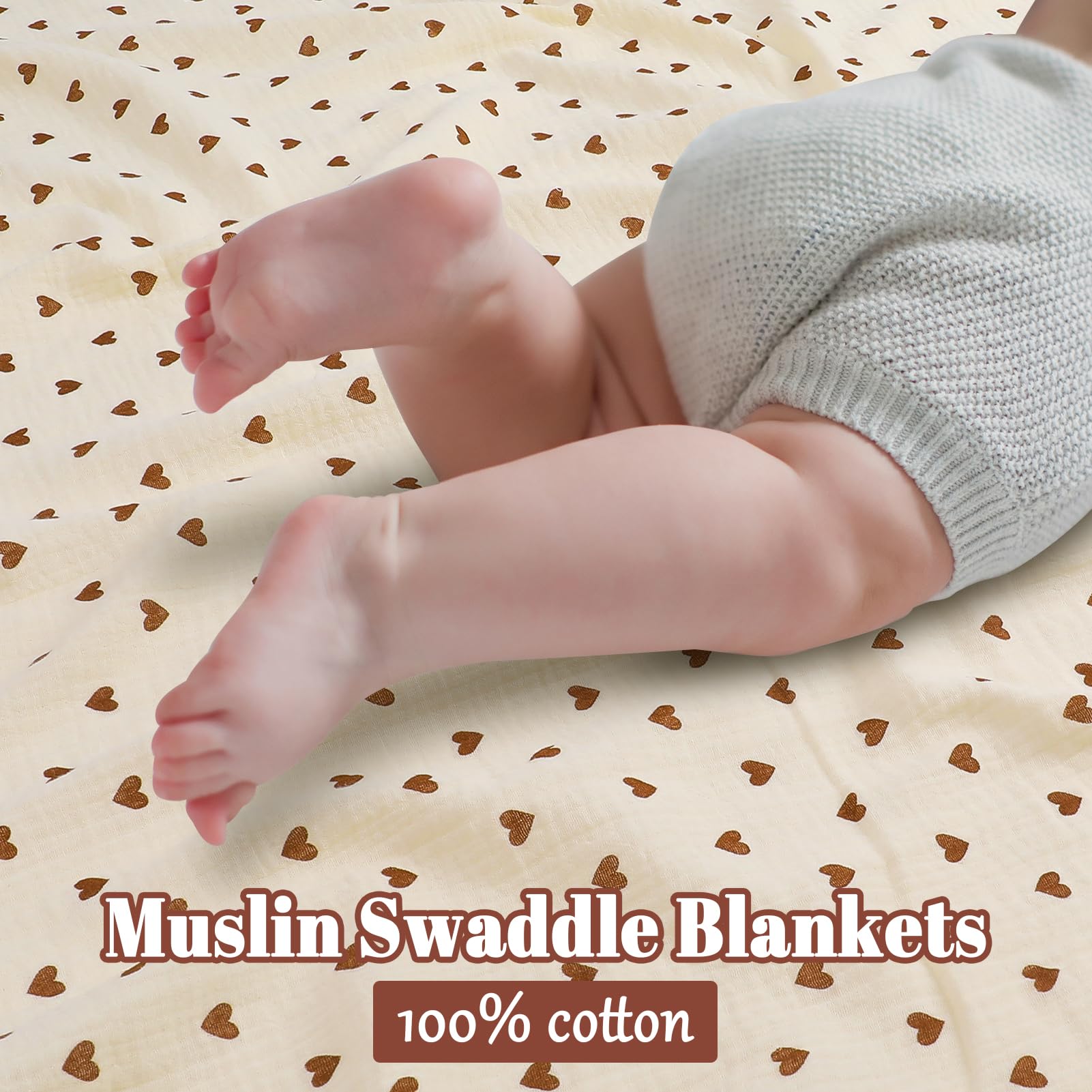 GSrenyu 3 Pcs Large Muslin Cloths For Baby 100x100cm Baby Muslin Blankets 100% Cotton Swaddle Blanket Cloths for Newborn New Moms - Image 4