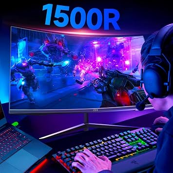 ZZA 32 بوصة منحني الألعاب مراقب 240 hz،1 K 1080 P الكمبيوتر PC مراقب مع 1500 R |1 ms (GTG) | HDR 600|Curved|122% sRGB|DP/HDMI|VESA|FreeSync & G-Syn، جبل الأعمال، مكتب، شاشات الألعاب عارضة