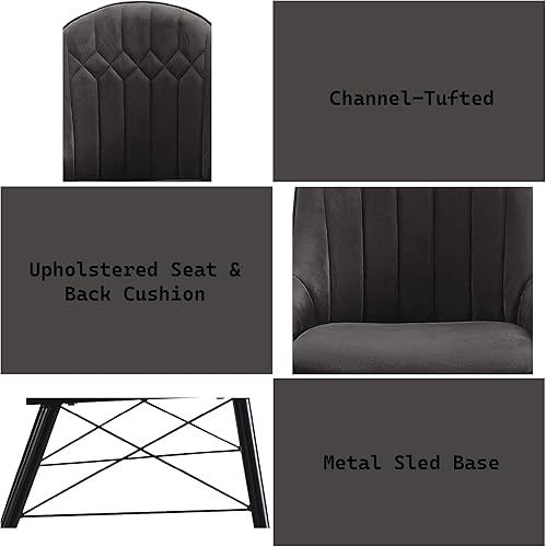 Miniatura 6 de Sillas de comedor para mesa de habitación y sillas de asiento de cocina, juego de 2 sillas laterales tapizadas con diseño capitonado de canal para