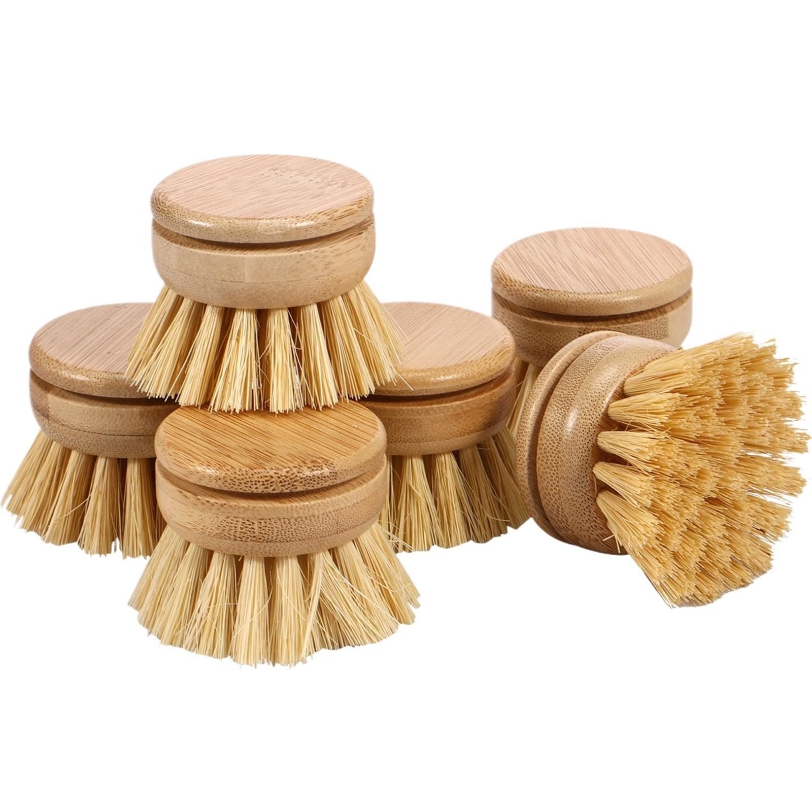 Dish brush Wooden Dish Brush With Sisal And Coconut Portable Kitchen Cleaning for kitchen(6 Brush Heads)
