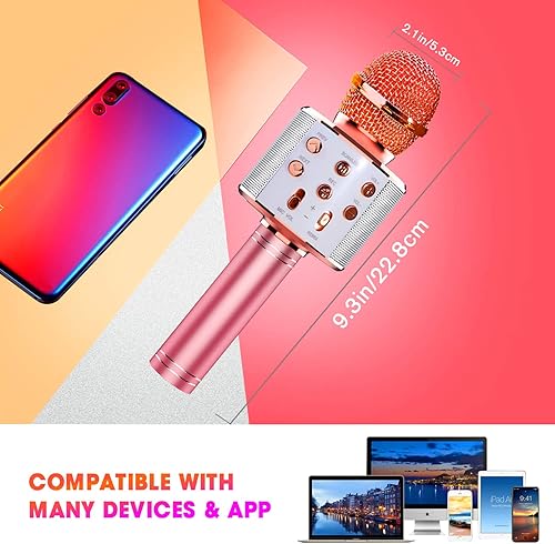 Miniatura 7 de BlueFire - Micrófono inalámbrico Bluetooth 4 en 1 con luces LED, portátil, para niños, niñas, niños y adultos, karaoke