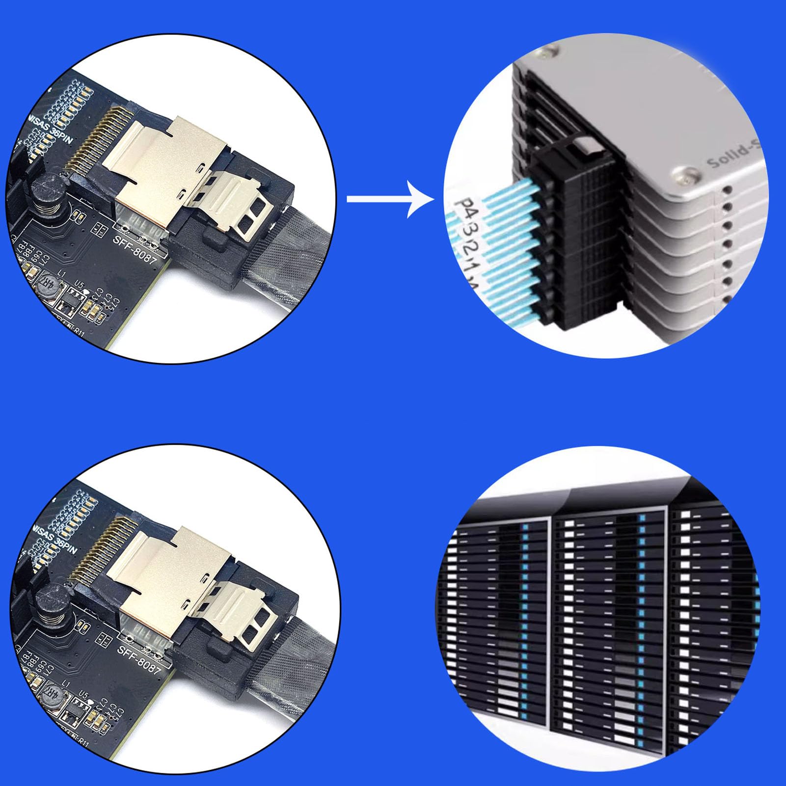 Annadue M.2 NVME zu SFF 8087 SATA3.0 Erweiterungskarte, 4 Port 6 Gbit/s Hochgeschwindigkeits-Erweiterungscontrollerkarte mit ASM1064 Controller Chip für für für Linux