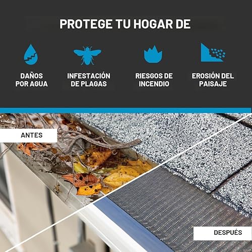 Miniatura 2 de Raptor Tapa de micromalla de acero inoxidable para canaleta, grado profesional, para proyectos DIY, adapta cualquier tipo de techo o canaleta