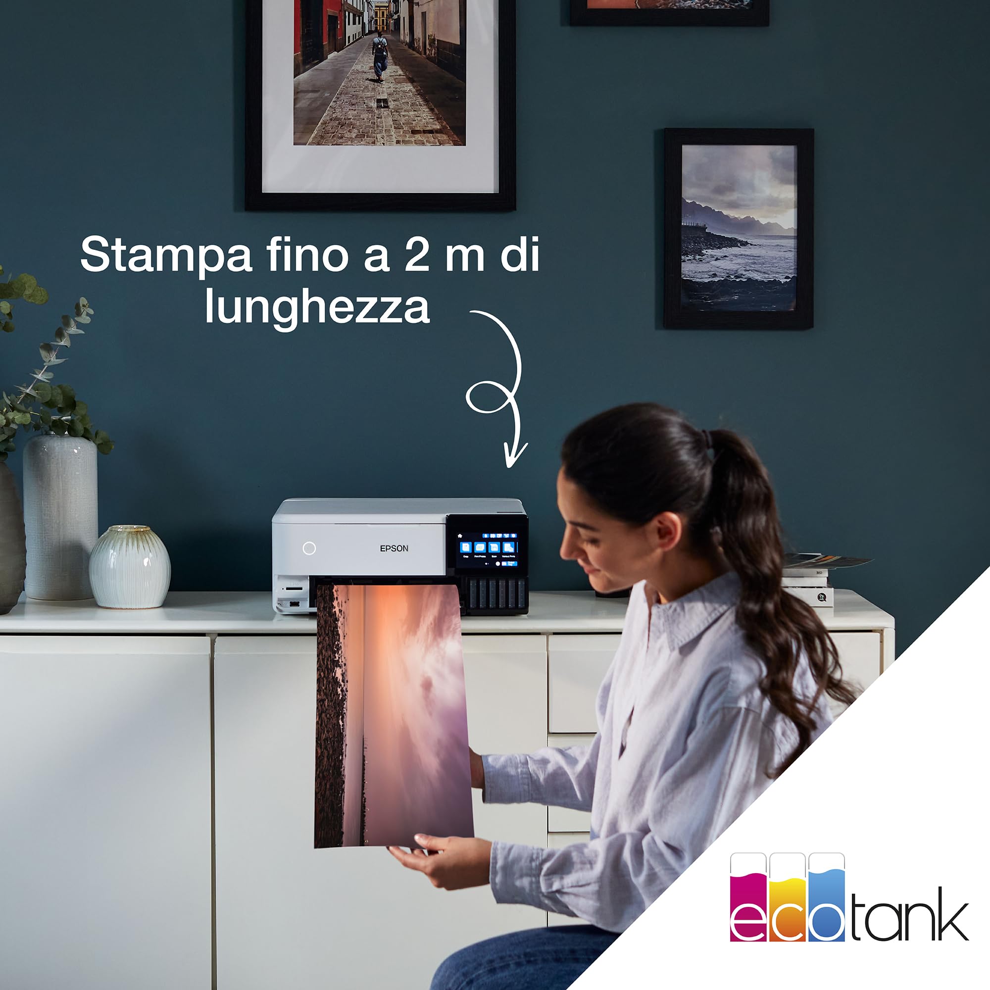 Epson EcoTank ET-8500 - Stampante per serbatoi d'inchiostro, stampa fotografica, inchiostri a 6 colori, wireless, A4, stampa, copia, scansione, touchscreen da 10,9 cm, stampa fronte/retro
