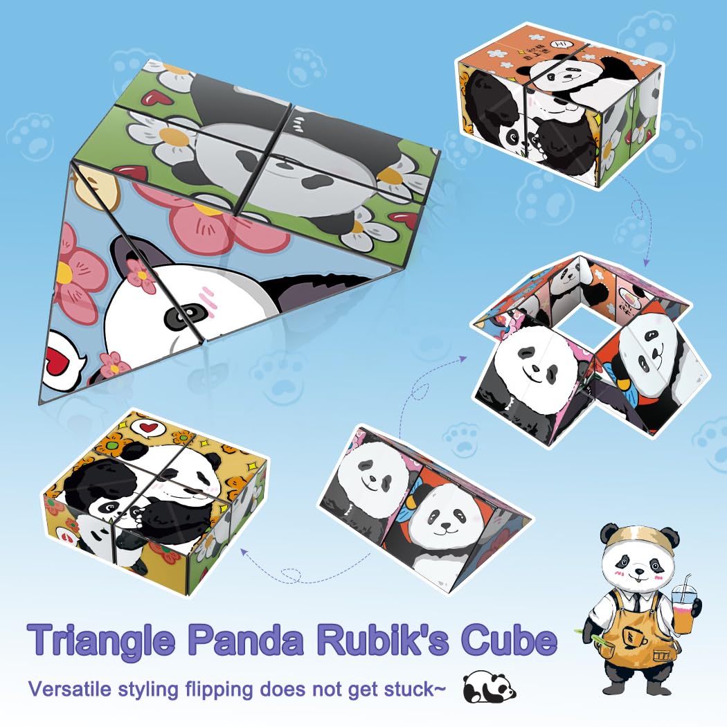 6 Cubes Magiques Panda Pliables – Jouets 3D Transformables, Anti-Stress, Pour Enfants Et Adultes