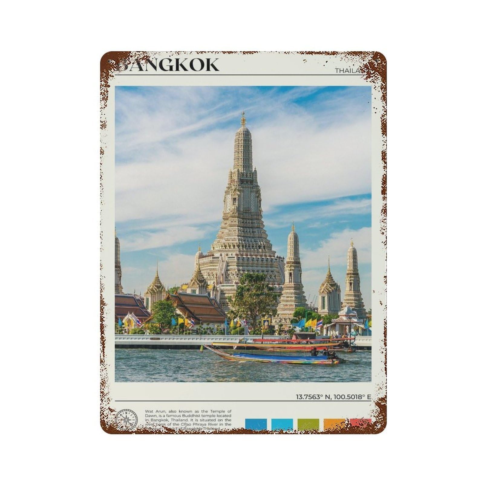 xiaoxiaoshen Real Photo Bangkok Decor Thailand Wall Decor Art Metal Tin Poster Modern Home Decor Art Home Bar Shop Decorations Vintage Sign 40x30cm