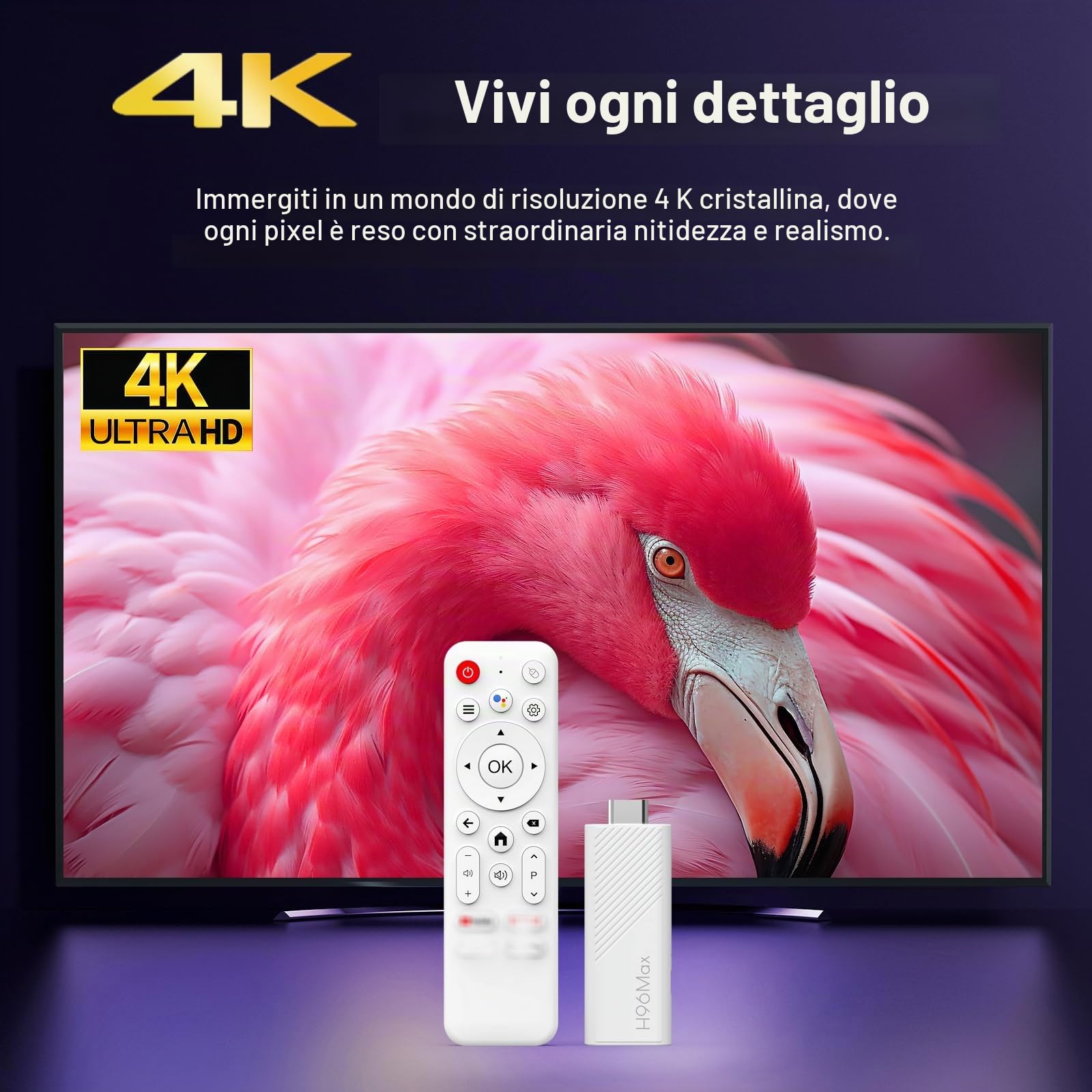 X88 H96 MAX Android 14.0 TV Stick ATV Quad-Core 16GB WiFi6 2,4G/5,8Ghz BT5.0 4K AV1 Ultra HD Smart Home Player con Controllo Vocale