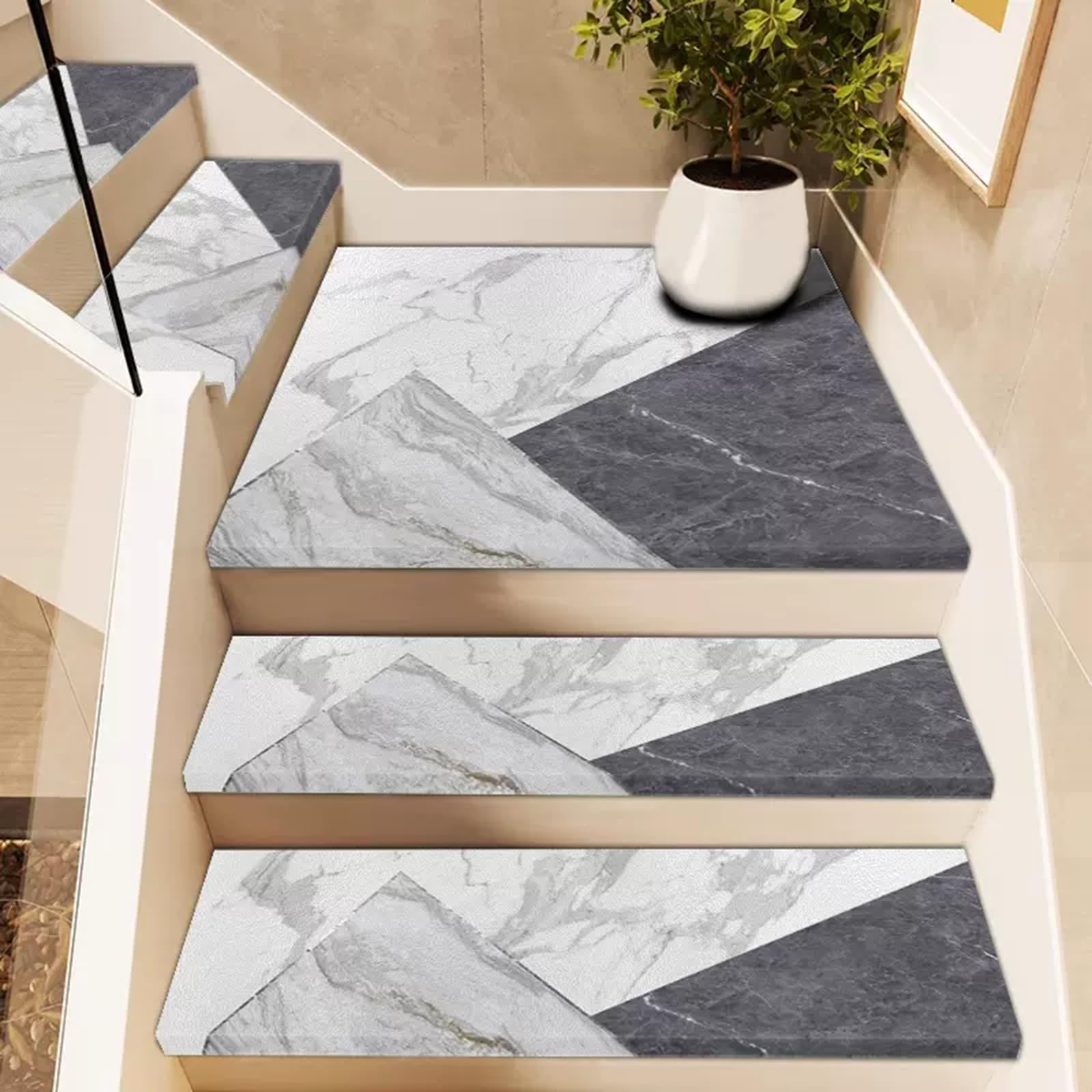 Rutschfeste Stufenmatten für den Innenbereich, moderner Teppichläufer, 3er-Set (26 x 100 cm), verbessern die Sicherheit und Stil Ihrer Treppe