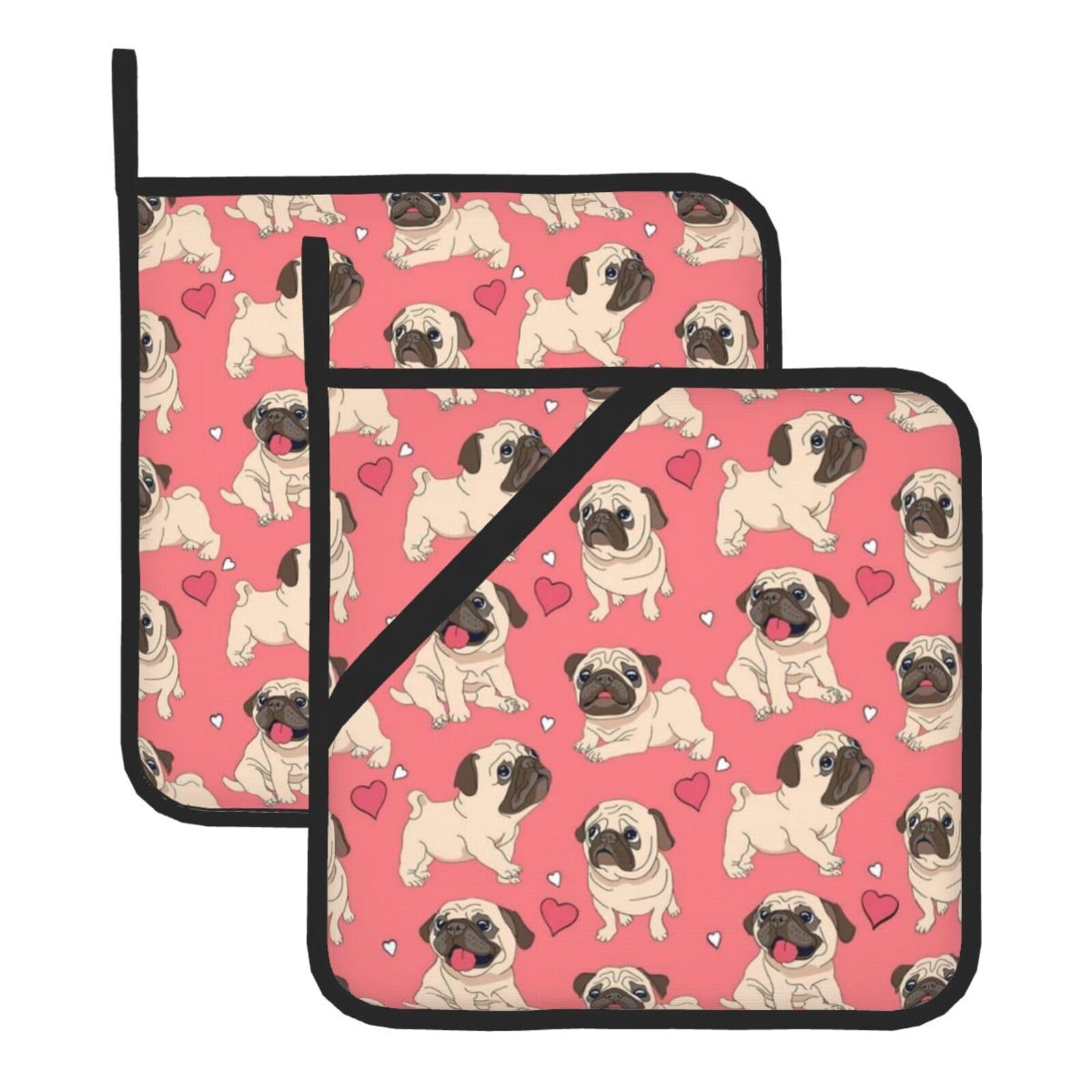 KFRXXZQB 2-Pack Square Pot Holders, Oven Mitts For Baking & Bbq