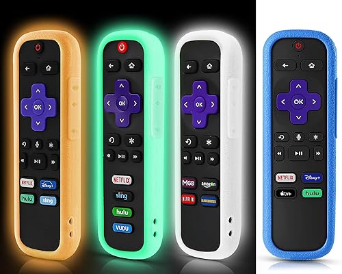 Paquete de 4 fundas para control remoto para Roku, funda para HisenseTCL Roku TV Steaming StickExpress universal de repuesto para controlador de