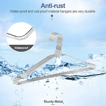 SPECILITE Wire Hangers 50 Pack, Metal Clothes Hanger Bulk 42.5cm -Silver