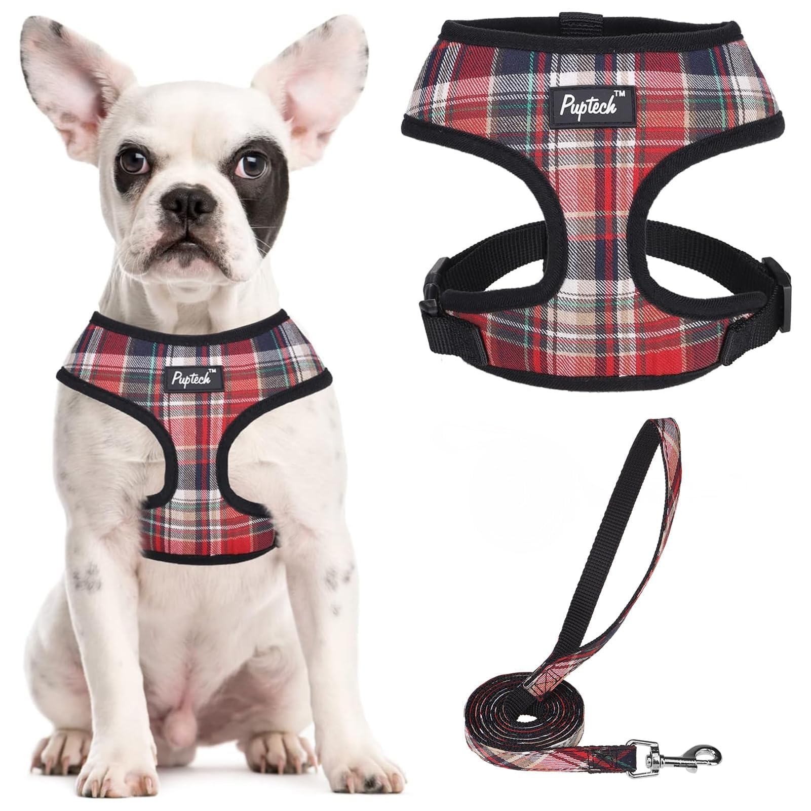 PUPTECK Dog Harness Small Dog Soft Mesh Pet Puppy Cat Comfort Padded Vest No Pull Harnesses and Leash Set — image 1