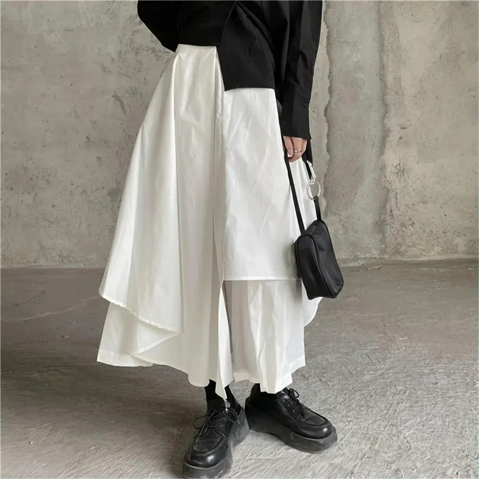 Gonna Lunga Gonne Irregolari Pantaloni Donne Alta Vitta Bianco Nero Marrone Lunghe Plizzate-Brown-XXL