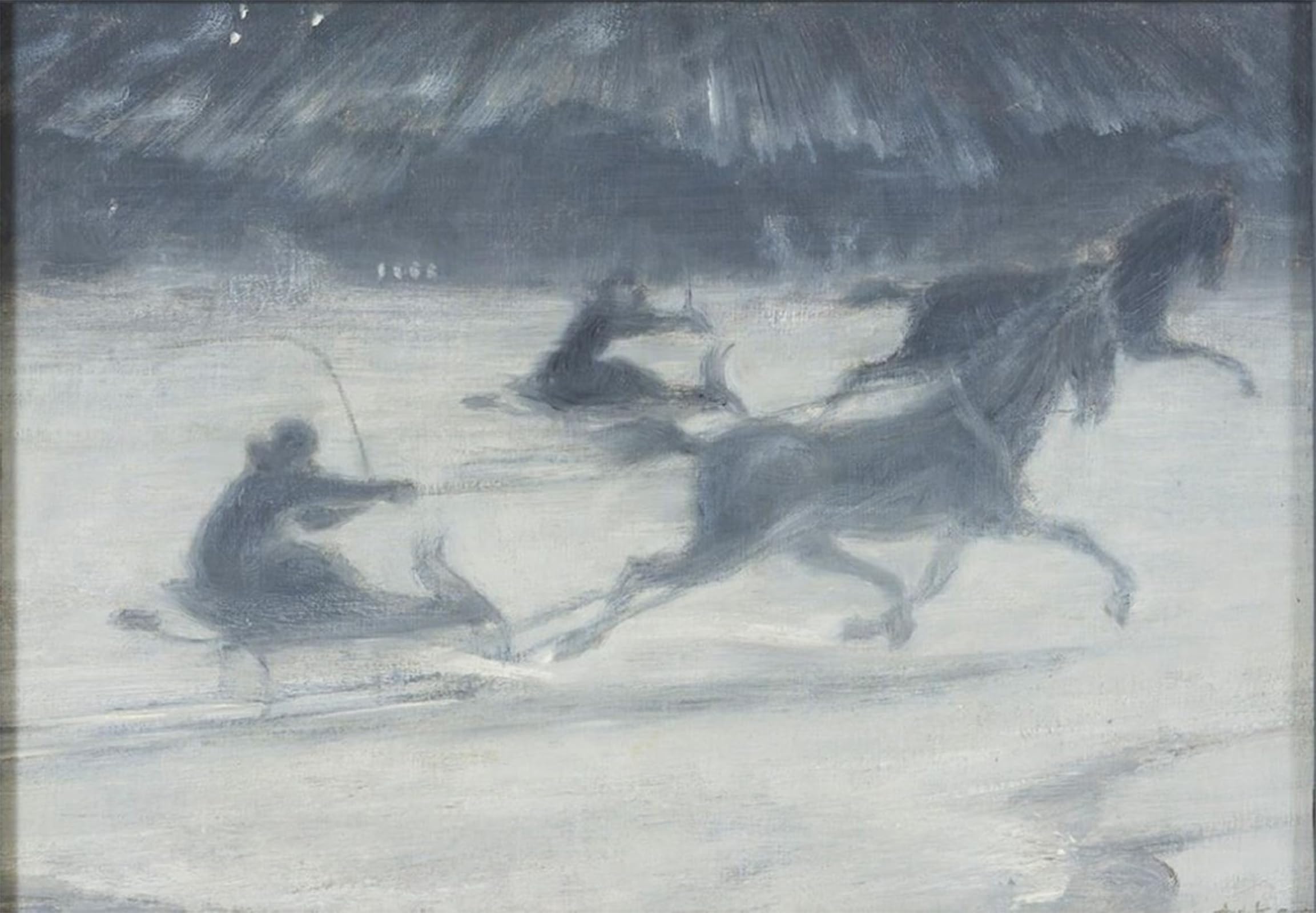 POSTERIIk Famous Modern Artwork Art Mural Sleighing on the Ice Johan Axel Gustaf Acke Oil Paintings Pictures for Home Decor 60x90cm