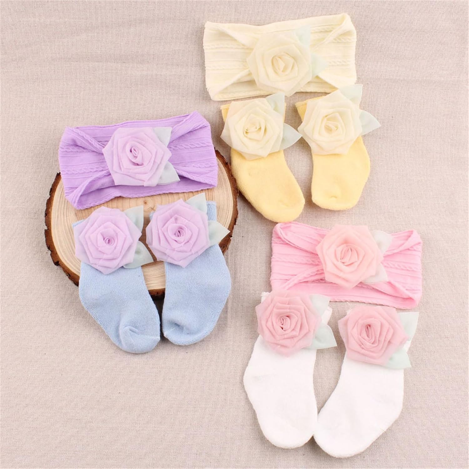 Toddler Socks, Baby Socks And Headband Set Soft & Comfortable Infant Sock & Hairband Newborn Sock & Headwrap set