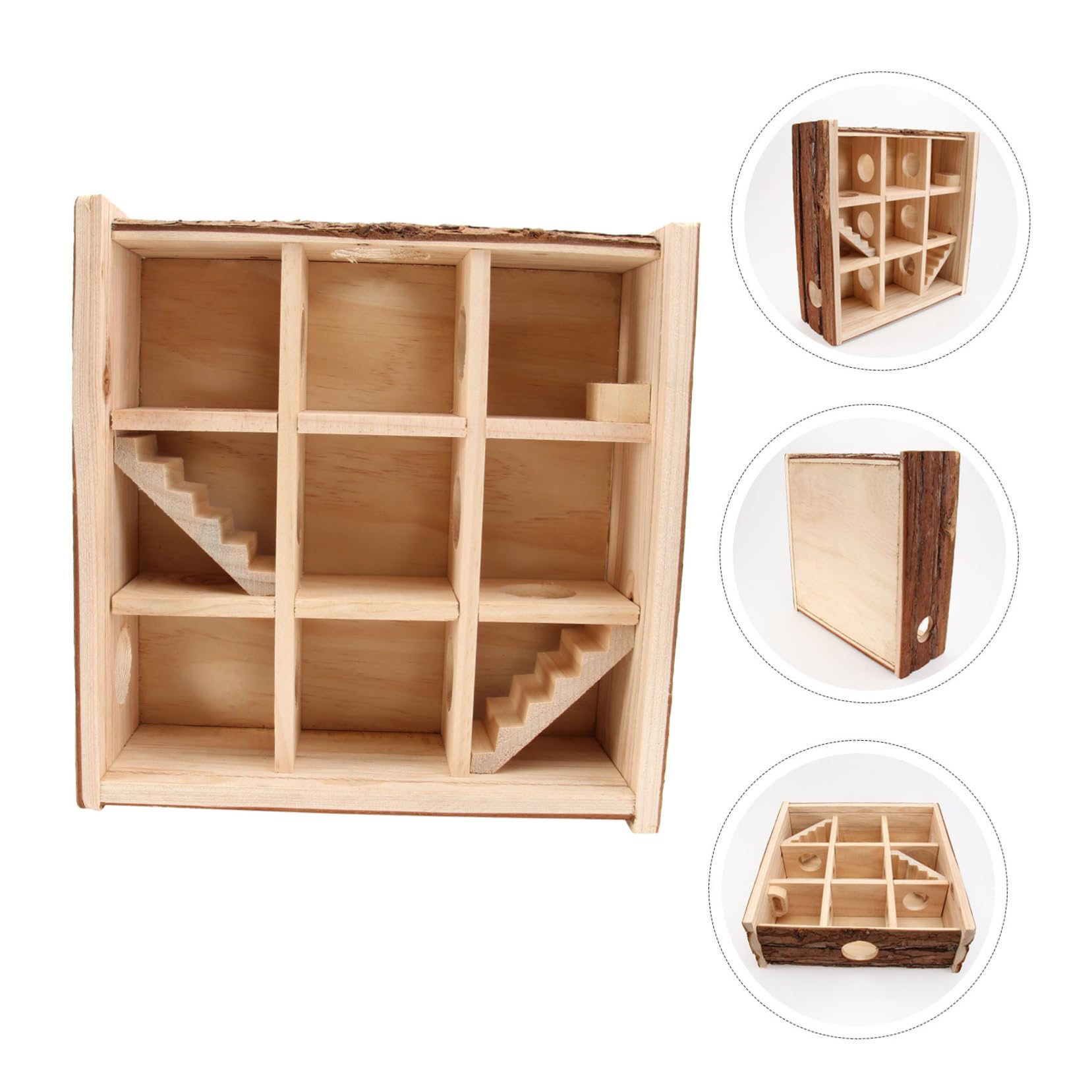 FOMIYES Laberinto de Madera para Hámster, Juguete de Entrenamiento | Diseño de Mini Espacio, Resistencia al Desgarro y Mordida, Agujero Circular y Arco Anular