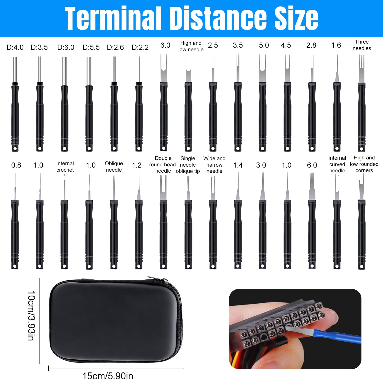 QINGHEC 30 Pcs Terminal Pin Removal Tool Kit, Pin Extractor Tool Set, Key Extractor Tool - Image 2