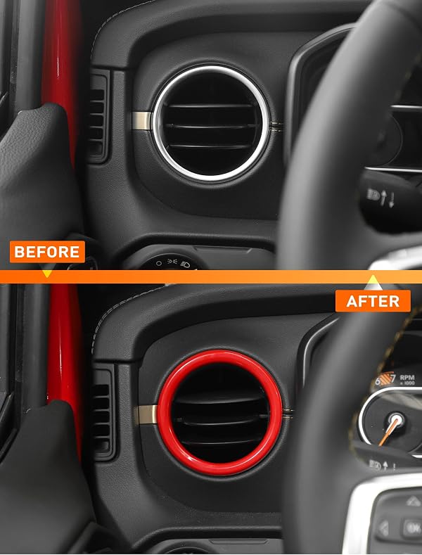 Savadicar HVAC Air Vent Trim Covers for 2024+ Jeep Wrangler (JL) & Gladiator (JT) - Upgrade Your Ride Style with 2 Pcs ABS Dashboard AC Vent Accents, Premium Interior Accessories, Red by Savadicar - Used condition - Image 5