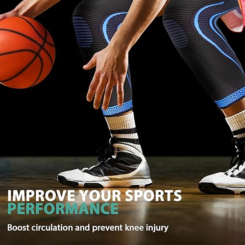 Miniatura 4 de Paquete de 2 mangas de compresión de pierna completa, soporte largo para rodilla para ACL, PCL, desgarro de menisco, artritis, tendinitis