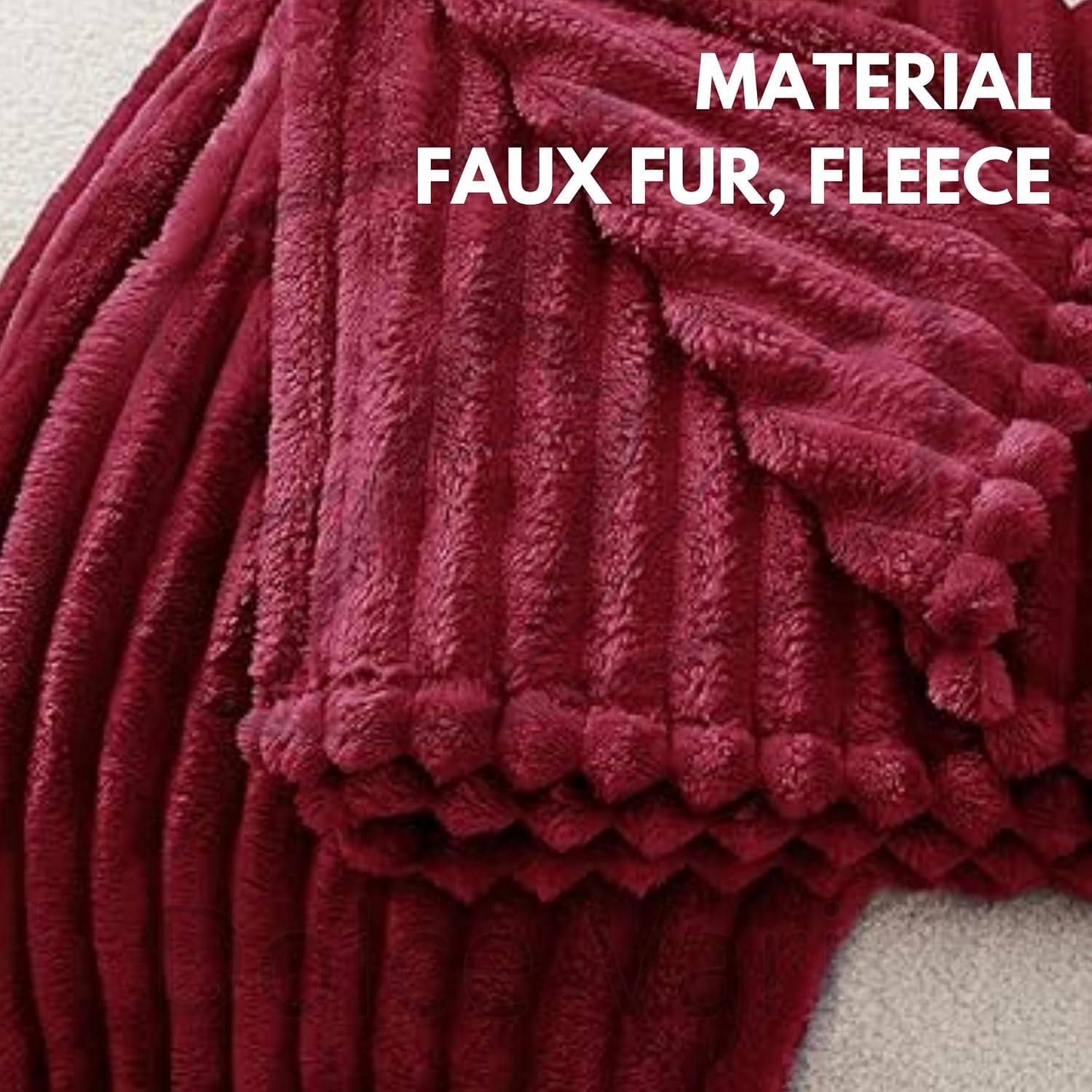 Dolce Vari Fleece Throw Blanket for Sofa or Bed Chunky Rib Popcorn Waffle Design, Soft Warm Cosy Blanket Throw - Image 2