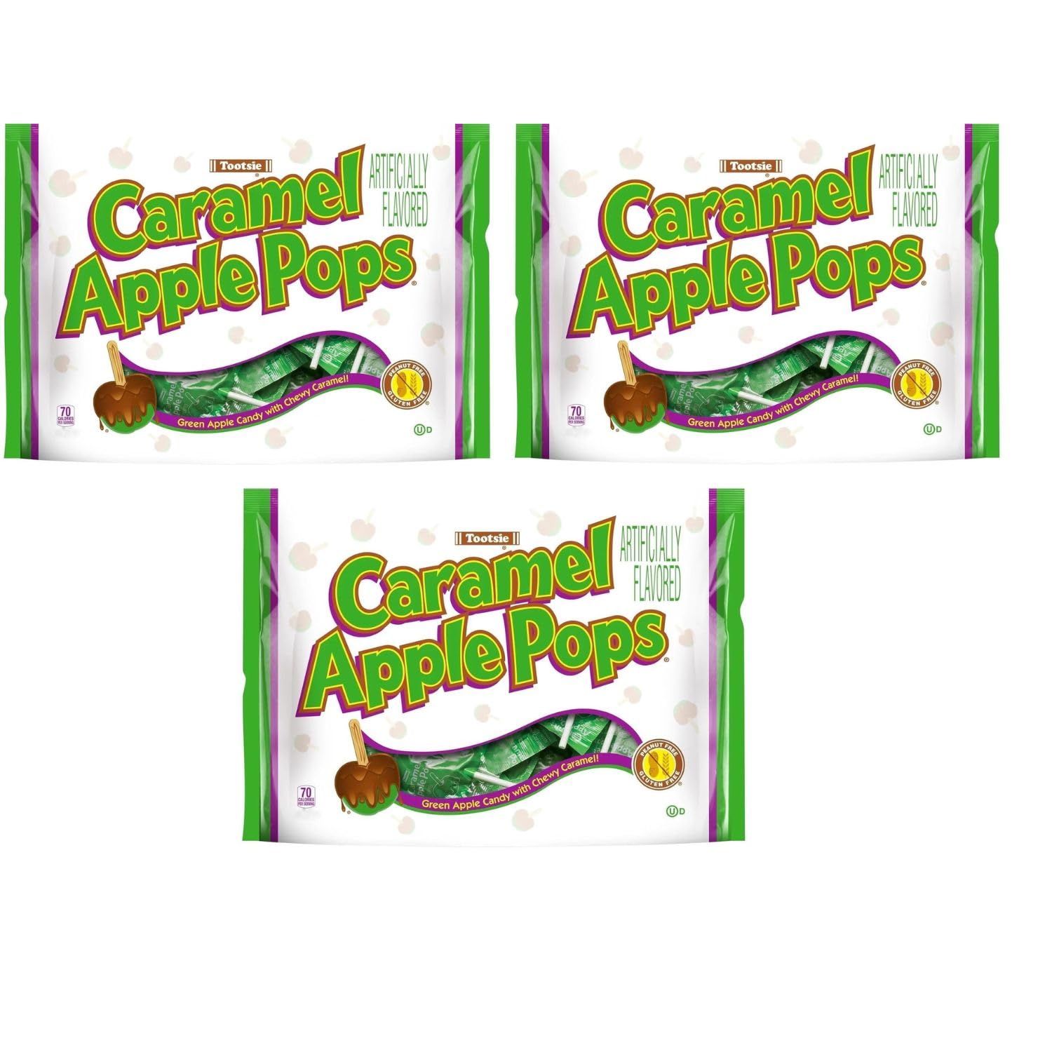 Tootsie Caramel Apple Pops Green 3.75 oz (Pack oF 3)…