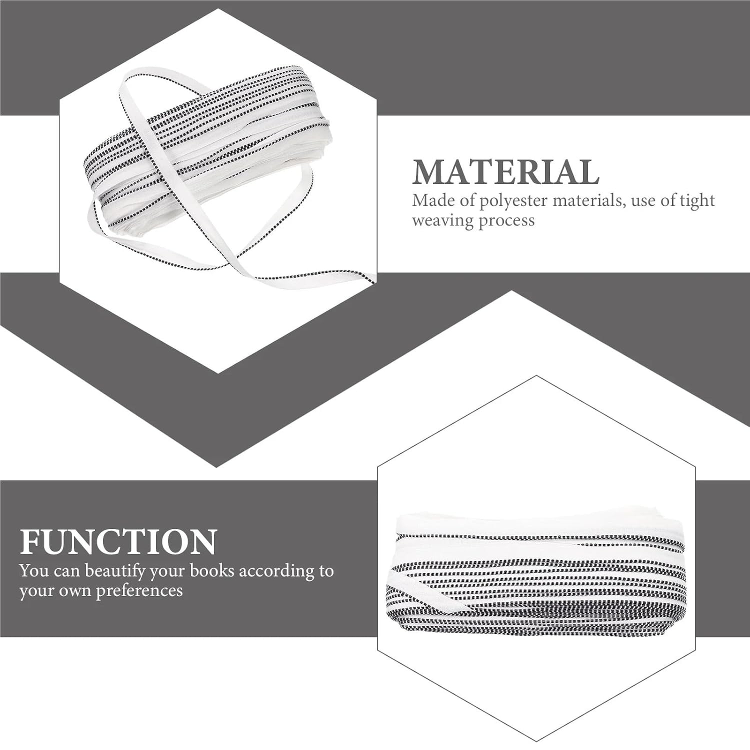 Book Headband 328ft Book Headbands Photo Binding Belts DIY Supplies Bookbinding Bands Office Combs for Beginners