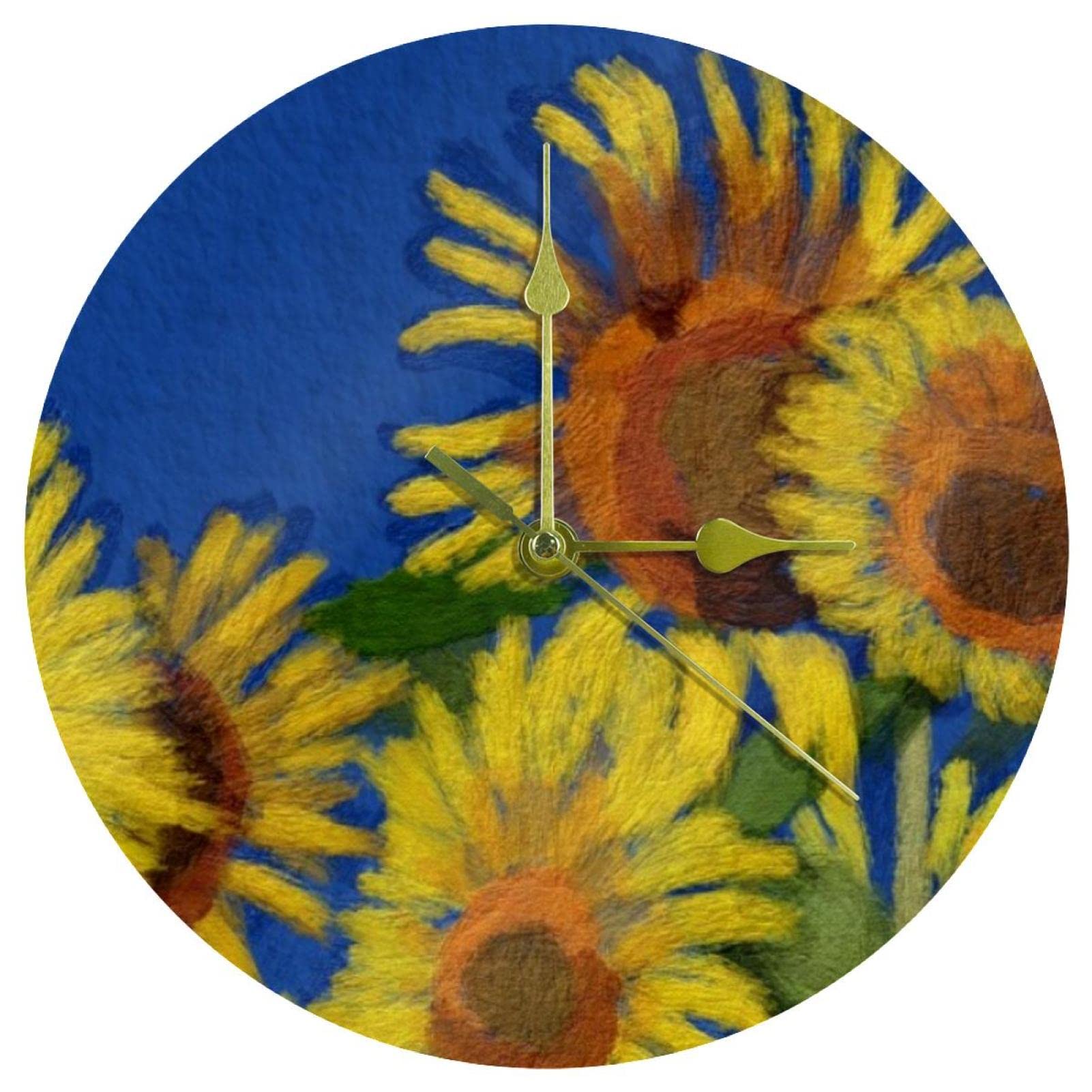 Horloge murale vintage tournesol pour cuisine et salon cosy