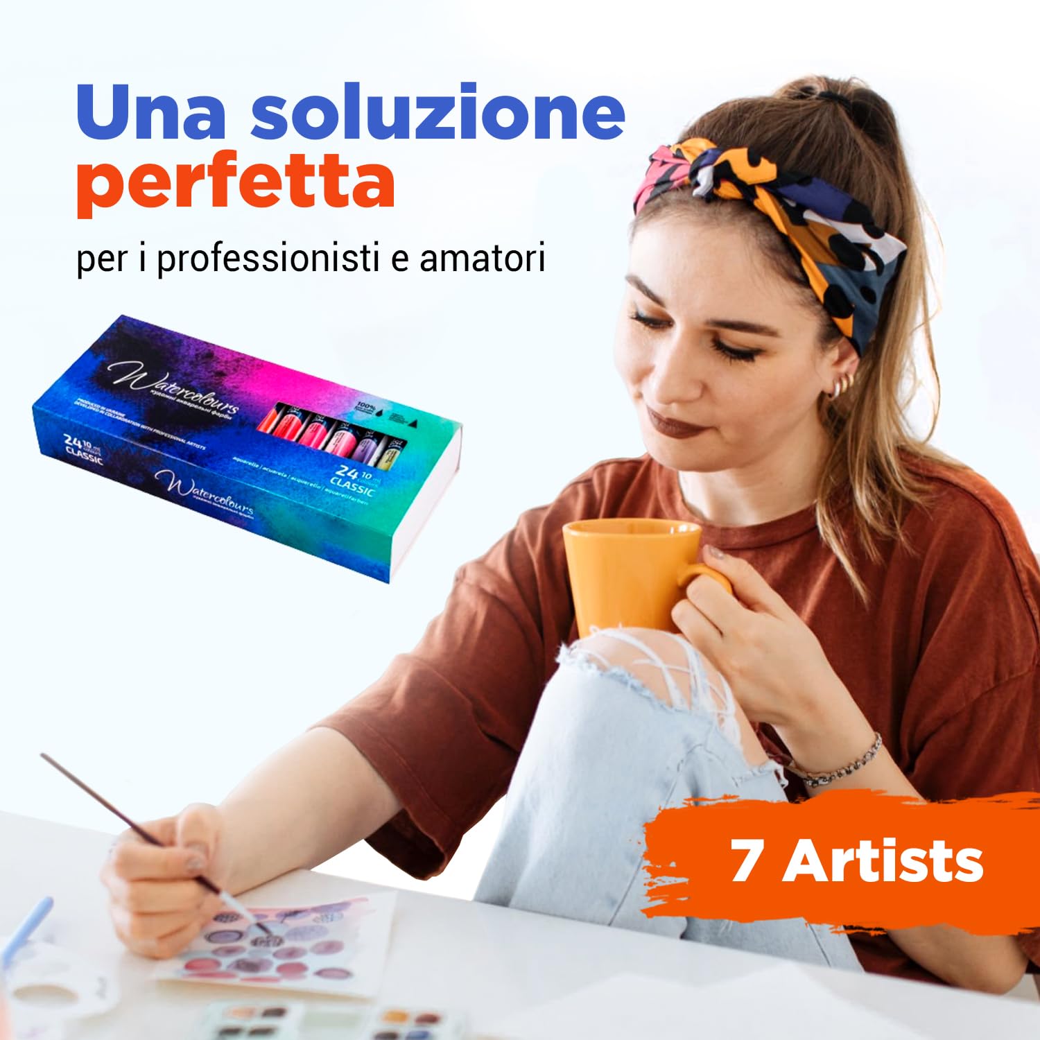Acquerelli Professionali – 24 x 10 ml Tubetto Set Acquerelli | Acquarelli per Dipingere Portatili | Kit Acquarelli Professionali Adulti