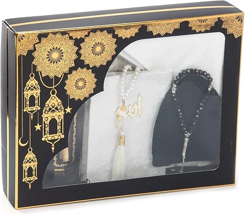 Miniatura 4 de ihvan online Caja de regalo de oración para Hajj y Umrah, alfombra de oración musulmana, alfombra islámica, 99 y 33 cuentas nacaradas Tesbih, libro